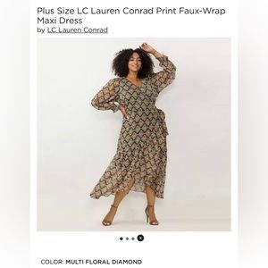 LC Lauren Conrad Print Faux-Wrap
Maxi Dress. Plus size